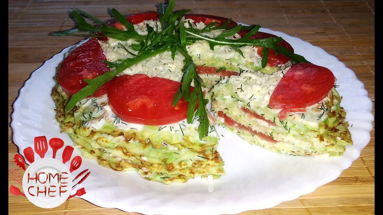 КАБАЧКОВЫЙ ЗАКУСОЧНЫЙ ТОРТ С СЫРОМ И ПОМИДОРАМИ