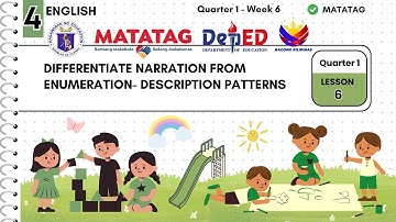 ENG4 Q1 W6: Differentiate Narration from Enumeration- Description Patterns Identify the structure ..