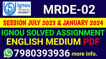 MRDE 2 Solved Assignment 2023-24 English, MRDE 2 Solved Assignment 23-24, MRDE-02 Assignment