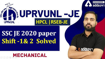 UPRVUNL-JE Mechanical  Most Expected Questions revision through SSC JE 2020 Previous year paper Sol