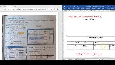 Class- 5 : Ch-  4: Tables In MS-WORD ( part 3)