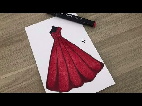 Comment dessiner une robe/how to draw a dress/ Wie zeichnet man ein Kleid -  YouTube