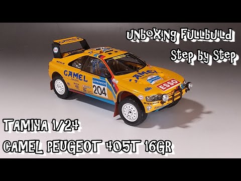 unboxing fullbuild TAMIYA 1/24 CAMEL PEUGEOT 405T 16GR Scale Car