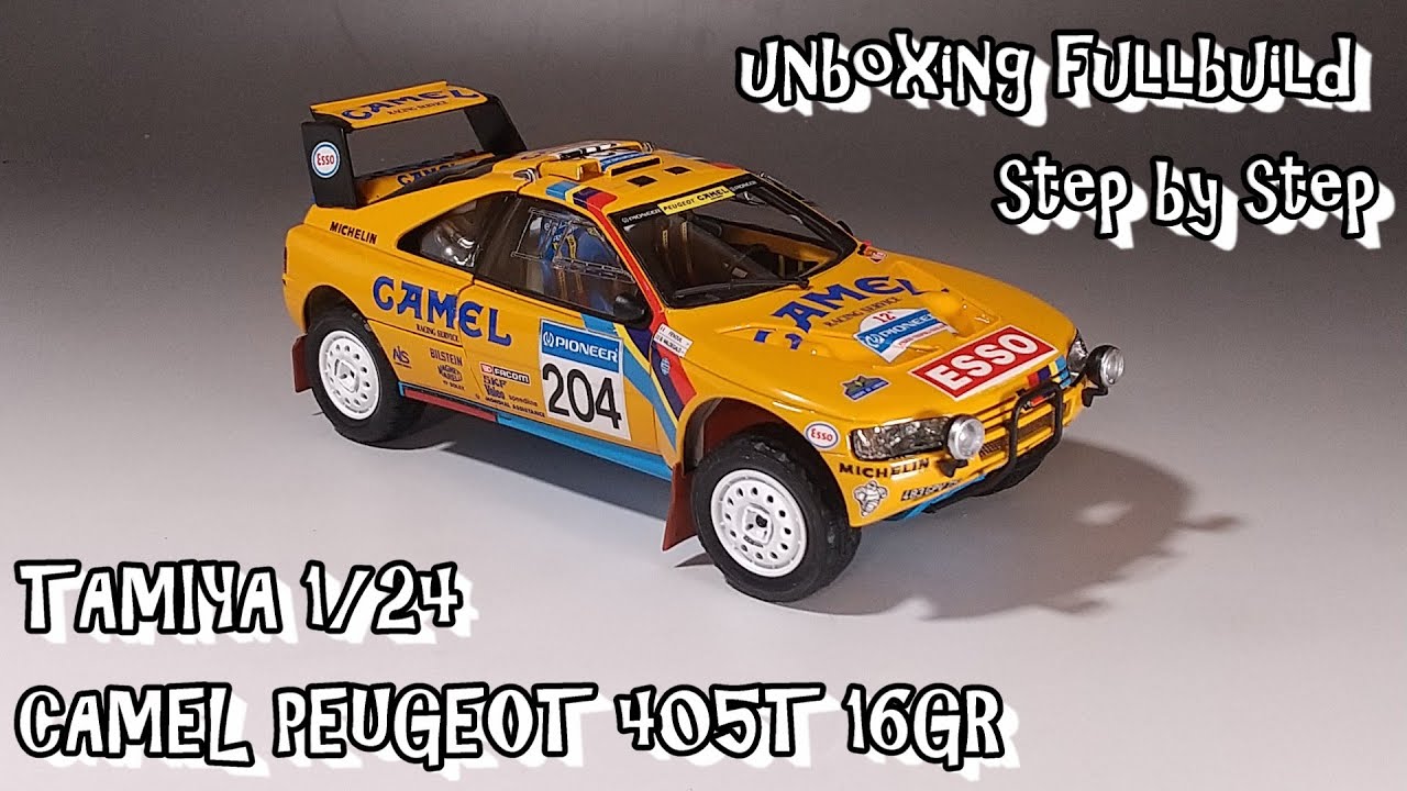 unboxing fullbuild TAMIYA 1/24 CAMEL PEUGEOT 405T 16GR Scale Car