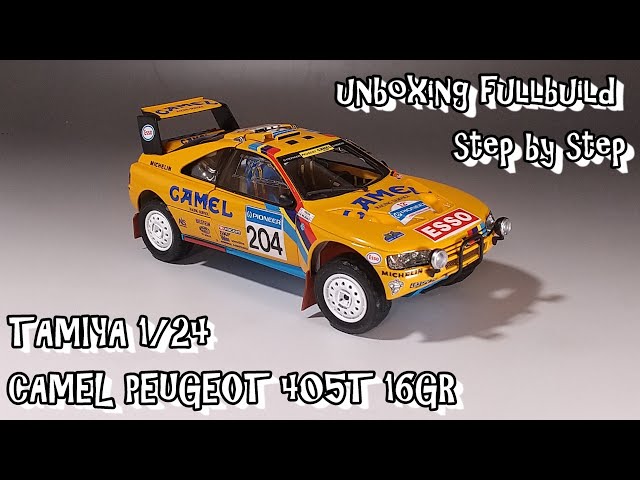 unboxing fullbuild TAMIYA 1/24 CAMEL PEUGEOT 405T 16GR Scale Car