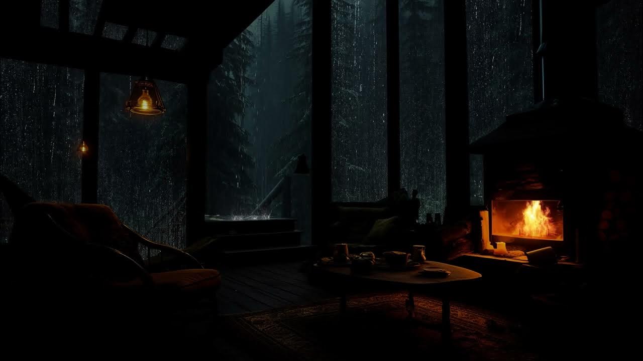 Cozy Rain Ambience in Cozy Wooden House in the forest with Rain falling on window and Crackling Fire Cozy Rain Ambience in Cozy Wooden House in the forest with Rain falling on window and Crackling Fire