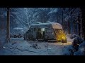 Heavy White Snowstorm During Night Picnic in the Forest  | Howling Wind &amp; Blowing Snow Ambience