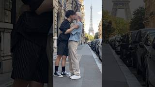 Cute kiss near the Eiffel Tower​ #blkiss #gaykiss #gaycouple #blcouple #lgbt #parejagay #blshorts