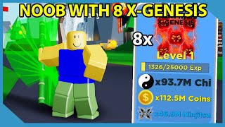 Noob With Full Team of XGenesis Pets! x900M Boost! Got On MAX Leaderboard!  Roblox Ninja Legends