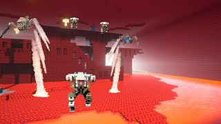 Fight with Robots in Minecraft Nether Fortress Teardown