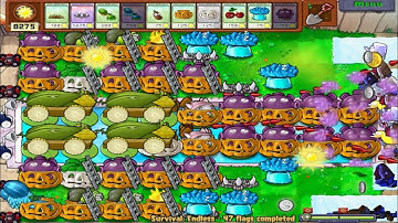 Plants vs. Zombies Speedrun Survival Endless (100 Flags) (Flags 40 to Flags52)