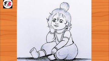 Krishna Drawing -Easy Step by step with Pencil |Krishna drawing pictures | Chitra |buttor pot