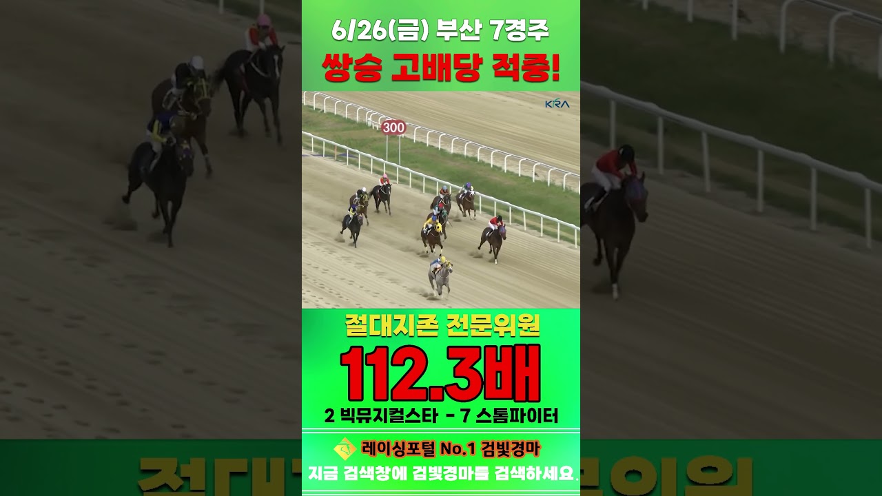 [부산 경마] 6월 26일 금요 7경주 절대지존 전문위원 쌍승 고배당 적중 #한국마사회 #automobile #하이라이트 #horse #경마 #horseracing #경마 #게임