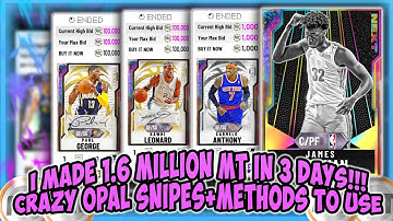NBA2K20 - I MADE 1.6 MILLION MT IN 9 HOURS!! EXPENSIVE OPAL SNIPES+CRAZY CHEAP SNIPES!! BEST FILTERS