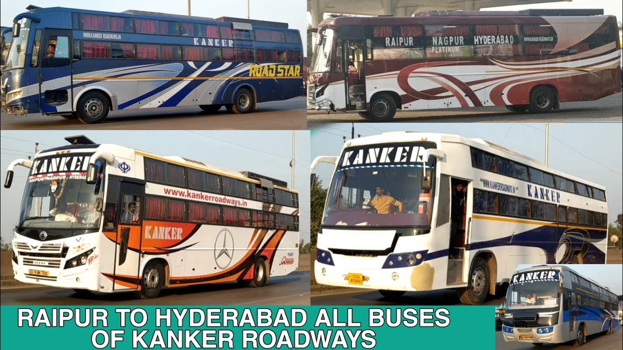 Kanker Roadways 8 Buses available for Raipur To Hyderabad all