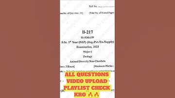 Bsc 1st year zoology question paper major 1|Bsc first year animal diversity non chordata paper 2023