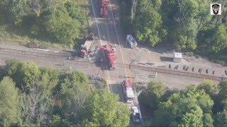 19 train cars involved in Stark County derailment after crash with Mack truck