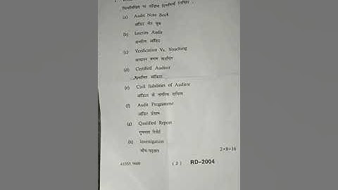 B.com (Pass Course ) 6th semester ||  Auditing || Question paper July 2021