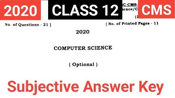 Subjective Answer 2020 Computer Science 12th || Annual intermediate 2020 CMS jac board || 