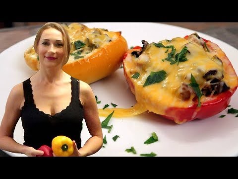 Bell Pepper Boats with Chicken and Mushrooms
