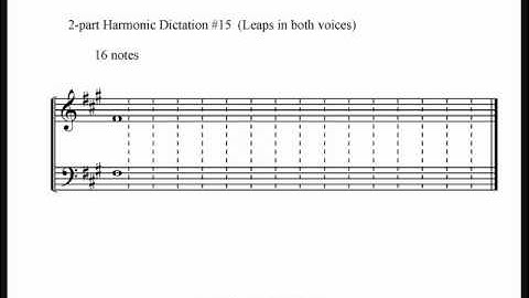 2 Part Harmonic Dictation #15:  16 notes (Leaps in both voices)