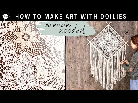 DIY Macrame Wall Hanging from a Doily ! ( beginner marcrame hack )
