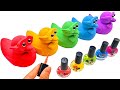 Satisfying Video l How to make Rainbow Cute Duck w Nail Polish WITH Kinetic Sand Cutting ASMR