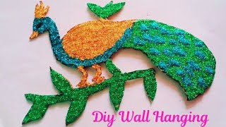 peacock wall hanging|Wall decoration idea for home|how to make peacock with cardboard| hand craft