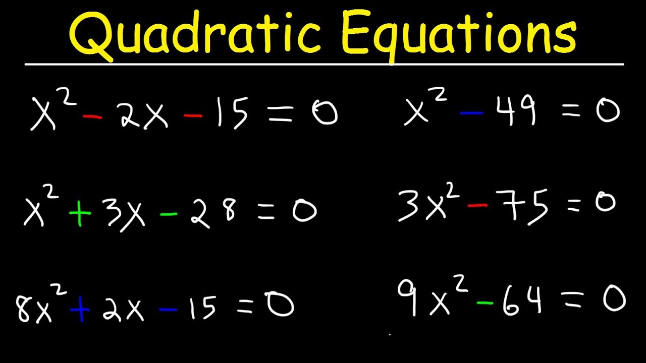 solving quadratic equations examples