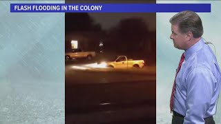 Person caught on camera driving through heavily flooded streets in The Colony