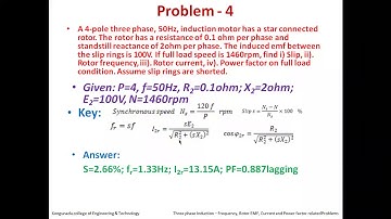 Numerical on 3 phase Induction Motor
