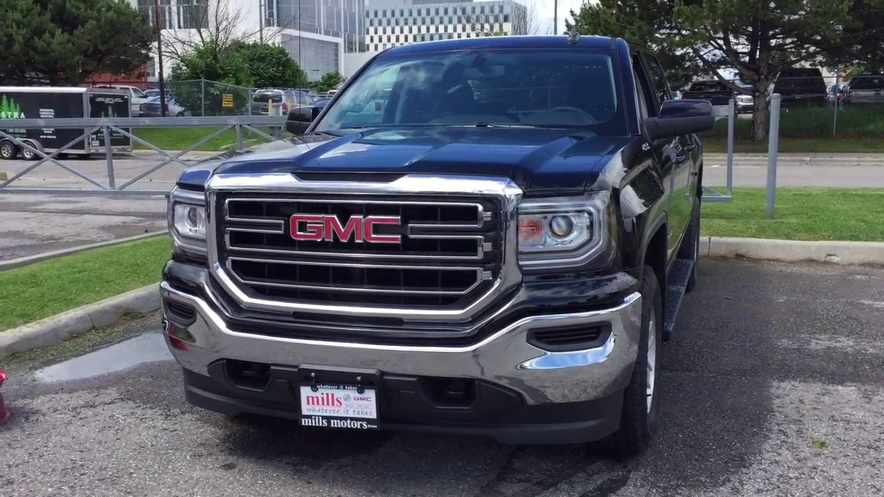 2017 GMC Sierra 1500 4WD Crew Cab Apple Car Play Onyx Black Oshawa ON Stock #171435 - YouTube Mills Motors Buick GMC Ltd.