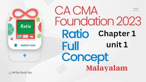 Ratio | CA CMA Foundation |Complete concept| Malayalam class #ca #cma #foundation