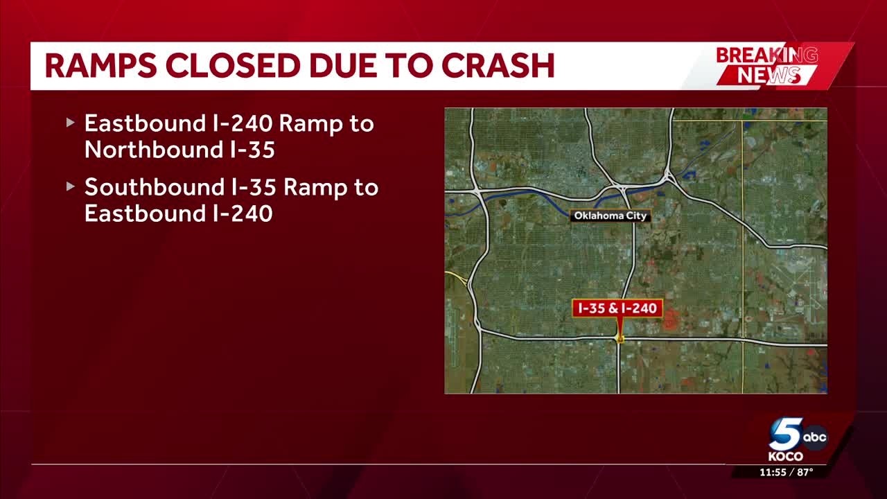 Ramps at I-35 and I-240 closed due to crash in Oklahoma City - YouTube