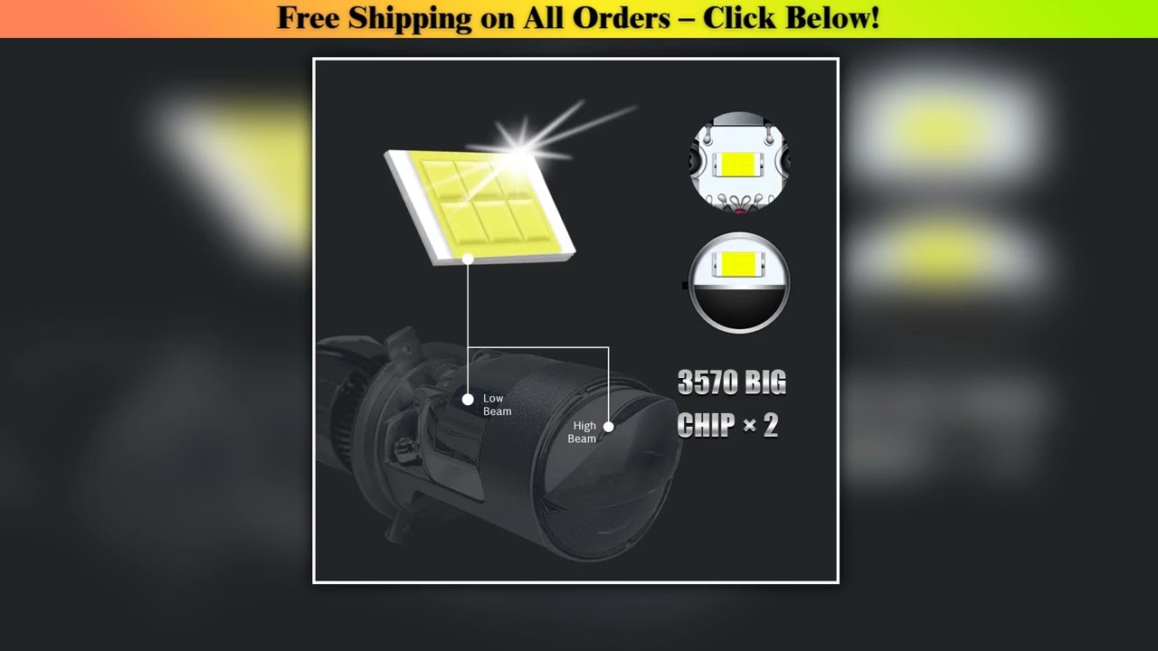 2Pcs H4 Mini Lens LED Car/Motorcycle Headlight Projector Bulb Hi/low Beam 160W 220000LM Head Lamp