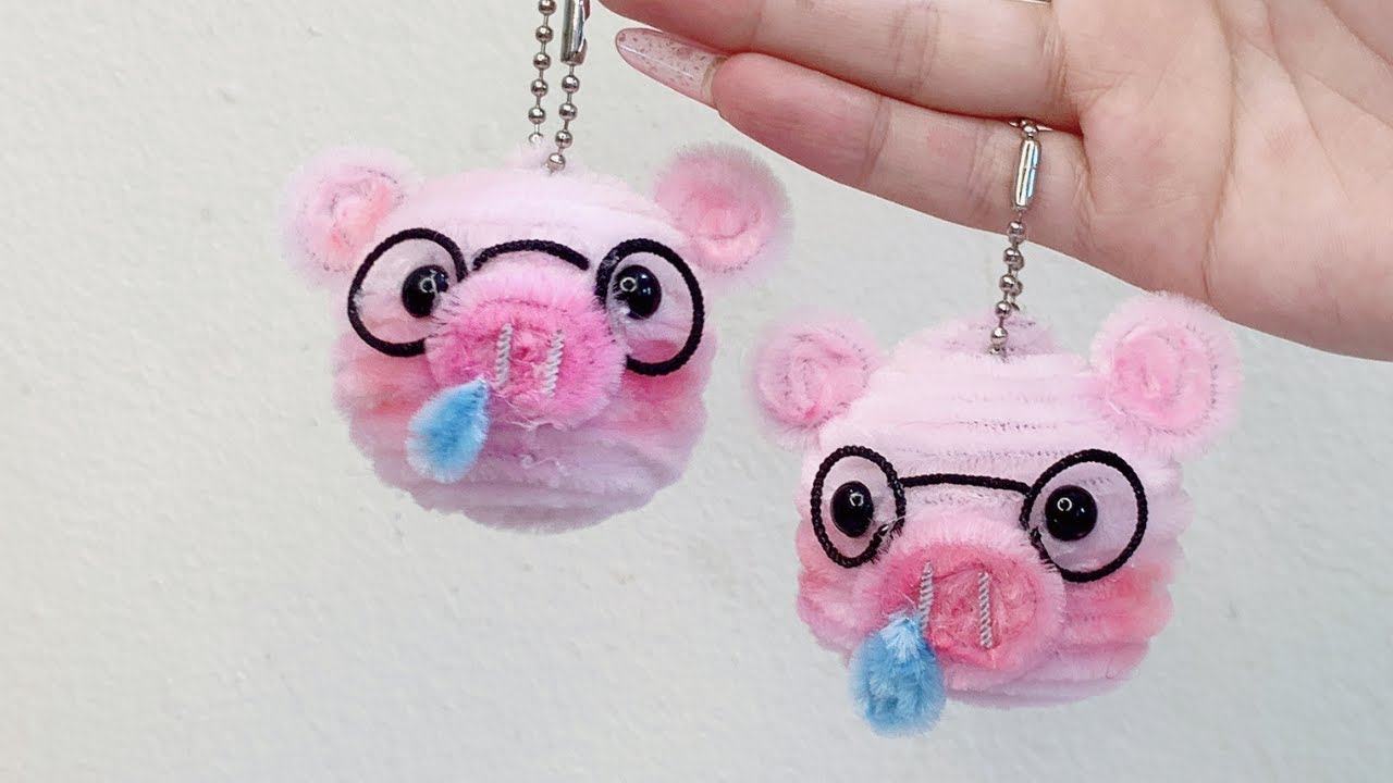 モールでぶたさん作り｜バッグチャームにも！DIY Piggy with Pipe