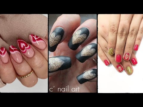 heart , french tip and round nail ideas compilations - YouTube