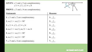 Prove two angles are complimentary. Two Column Proof