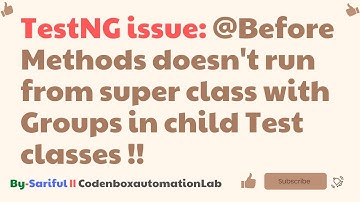 TestNG Problem: @Before Methods doesn