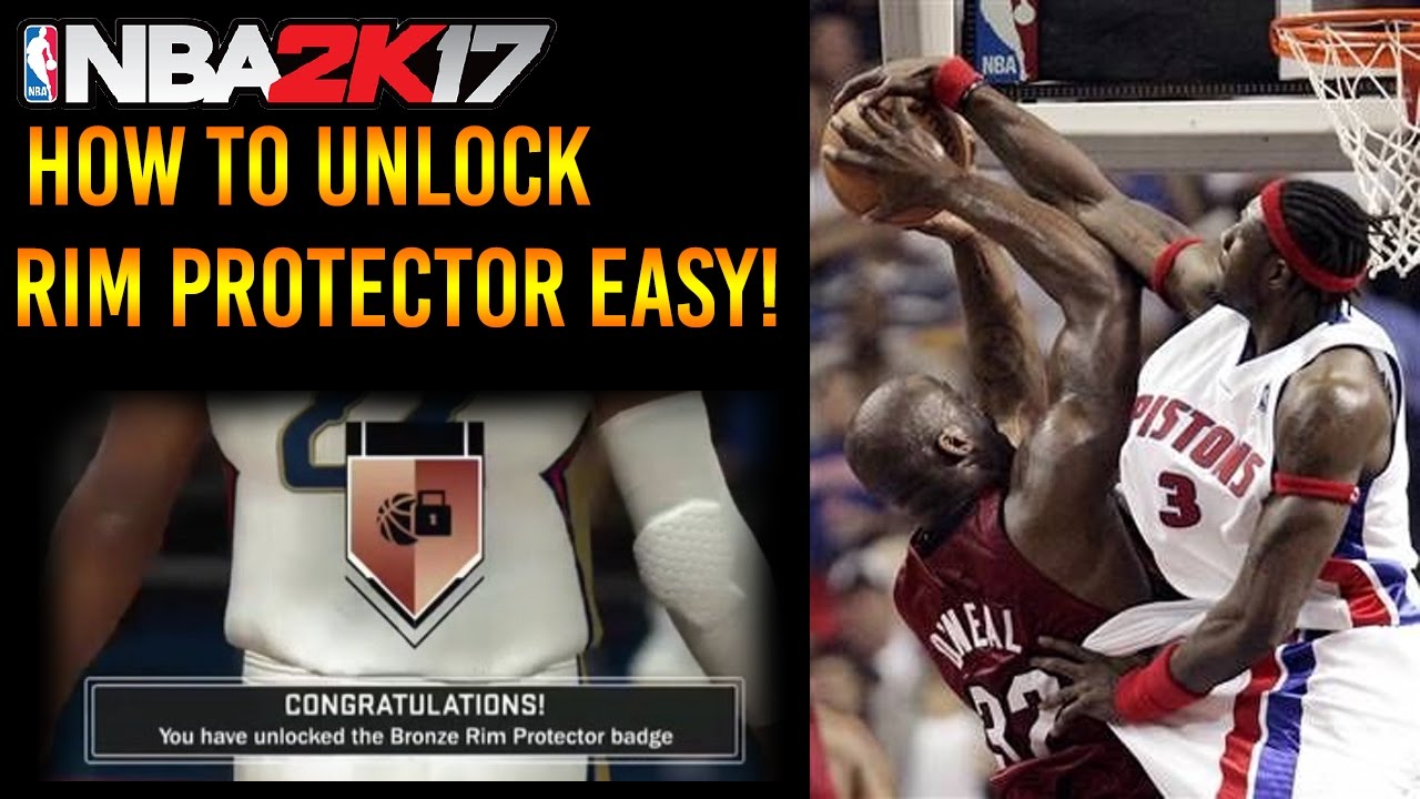 NBA2K17 TIPS - HOW TO GET RIM PROTECTOR BADGE EASY ON GUARD!! - YouTube