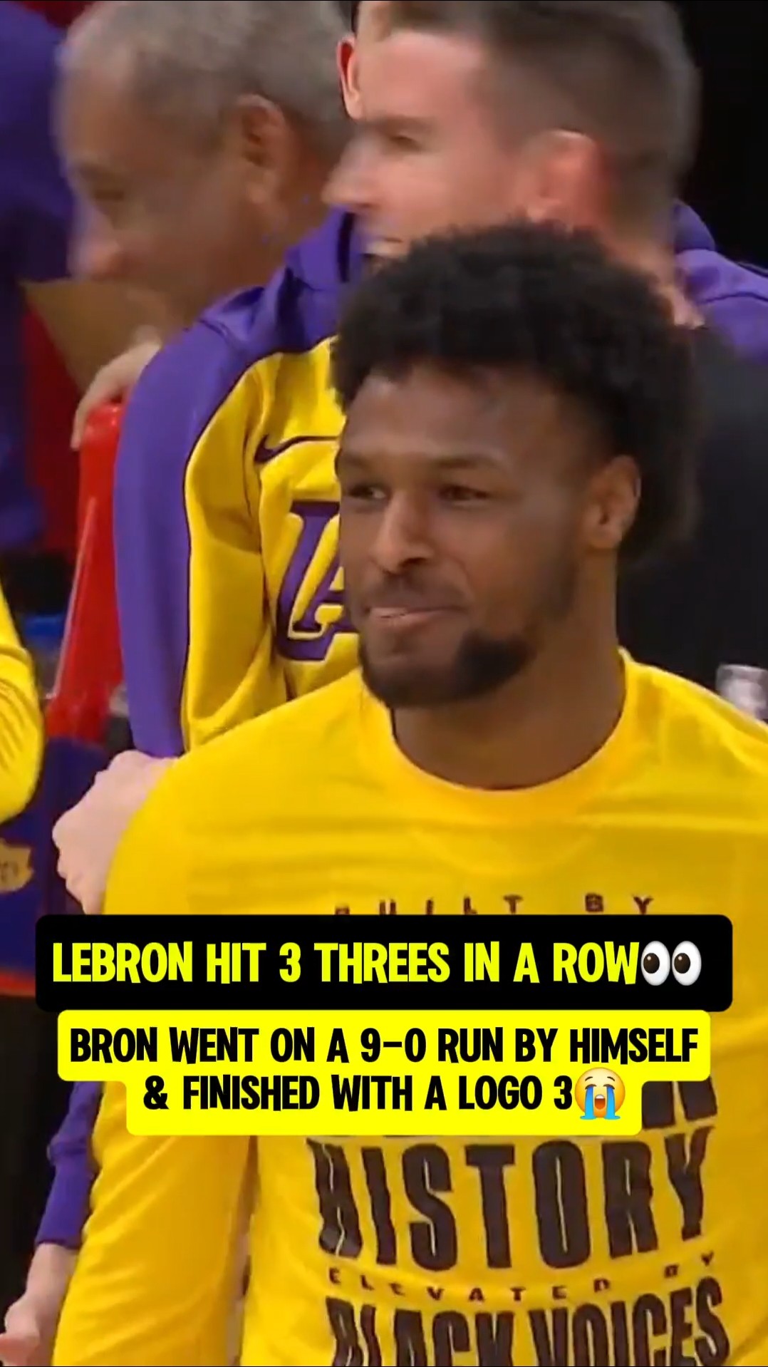 Bronny's reaction to Bron in God Mode?