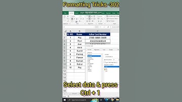 Interview Trick - Formatting of Adhar Number #shorts #excel #exceltips #exceltutorial #msexcel #ccc