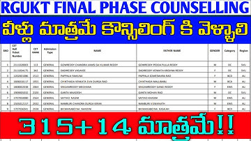 Shortlist Candidates For Final Phase Counselling||Rgukt Iiit Admissions#rgukt #iiit