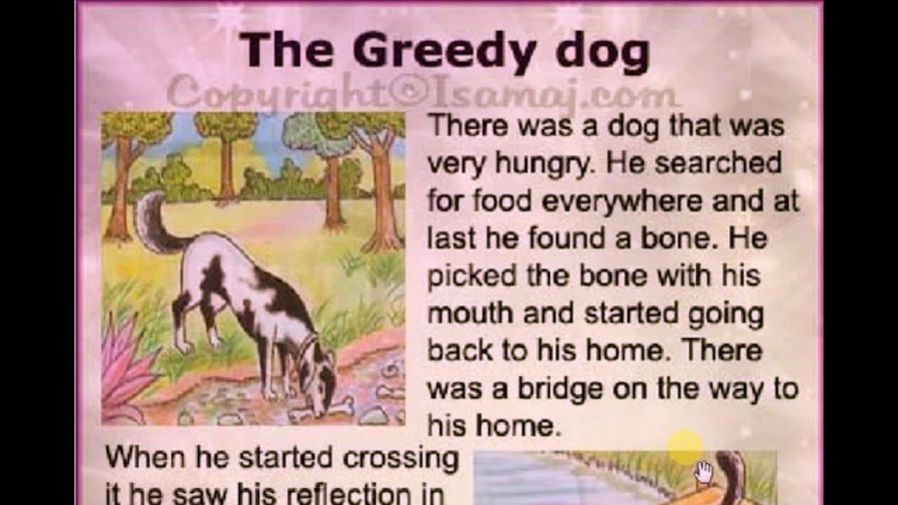 The greedy Dog. Greedy Dog story. My Dog story in English. Short stories about Dogs for Kids.