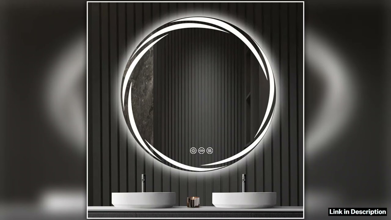 Antifog LED Bathroom Mirror Circle Backlit HD Wall Mounted Vanity Mirror Shatterproof 3 Colors Ligh