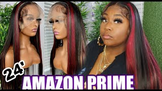 AMAZON PRIME RED HIGHLIGTHED WIG SUPER CUTE  || NO BLECH OR DYE NEEDED || UNICE HAIR