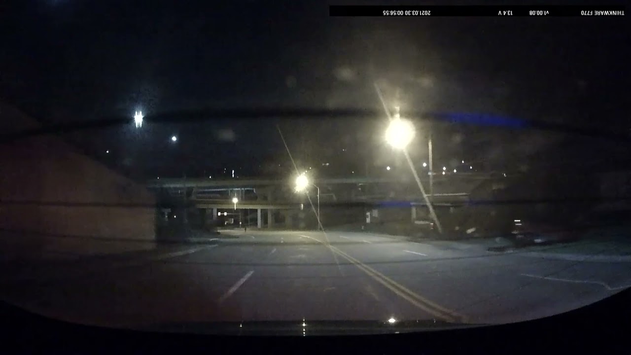 033021 black hoodie man tries to cross road on blind curve, at night 