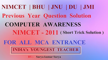 NIMCET 2011 Computer Paper Solution | NIMCET Previous Year Question Solution | Computer For NIMCET