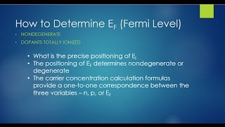 How to Determine EF the Fermi Level in Semiconductors