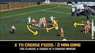 Lacrosse Offensive Tips: X-Dodge With A Crease Mirror (Dodge, To Feed, To Goal)